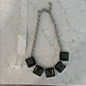 Banana Republic Silver-Tone Necklace with Black Square Stones